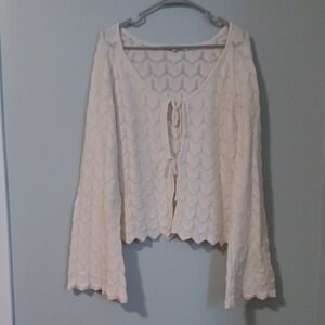 Cream Knit Bell Sleeve Top